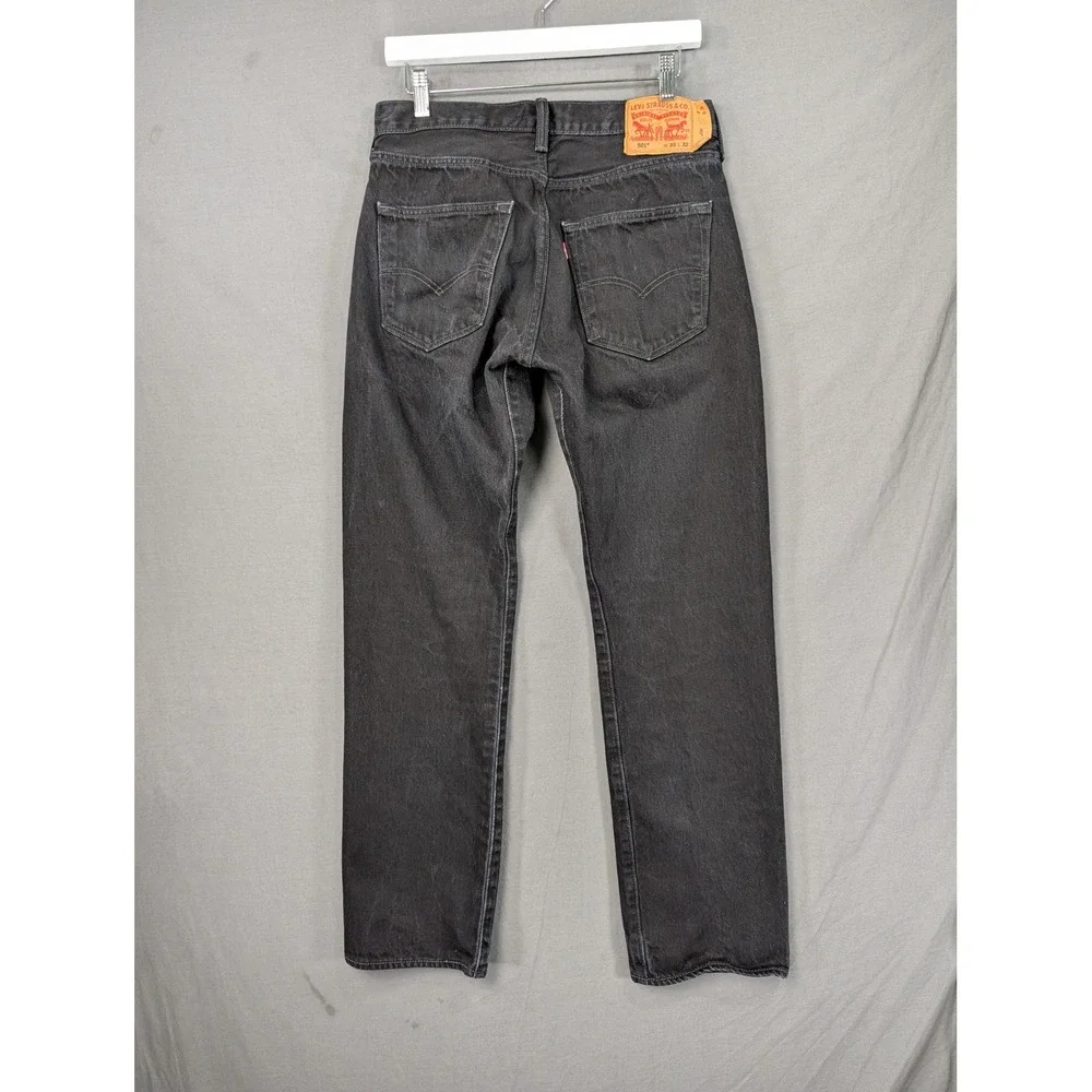 Levis 501 Original Fit Jeans Mens 33x32 Black Straight Leg Button Fly Denim